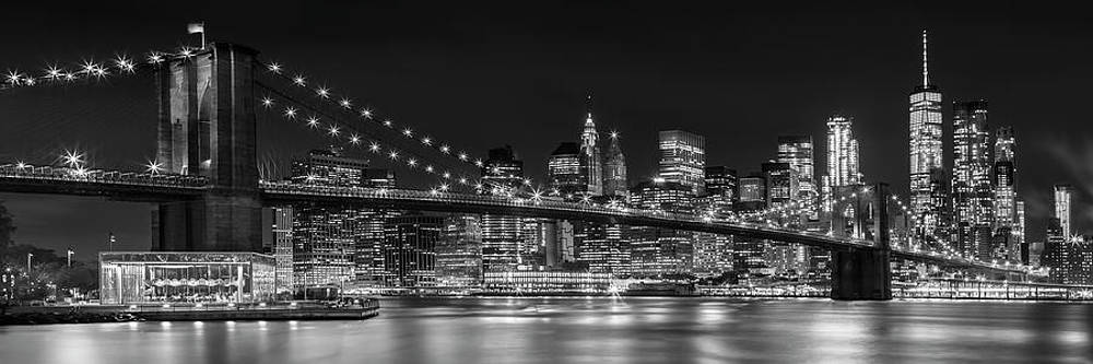 Wall Art - Photograph - Night-Skyline NEW YORK CITY bw by Melanie Viola