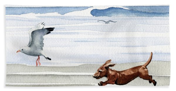 Dachshund At The Beach Beach Towel