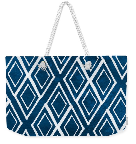 Indgo And White Diamonds Large Weekender Tote Bag