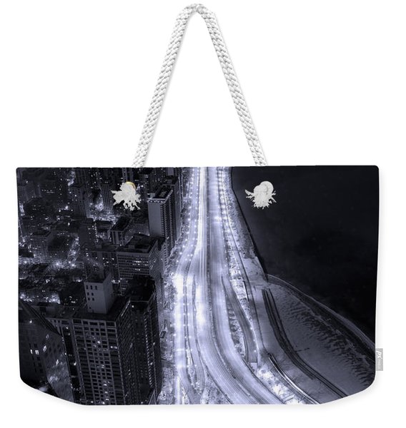 Lake Shore Drive Aerial  B And  W Weekender Tote Bag