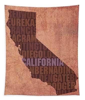 California Word Art State Map On Canvas Tapestry