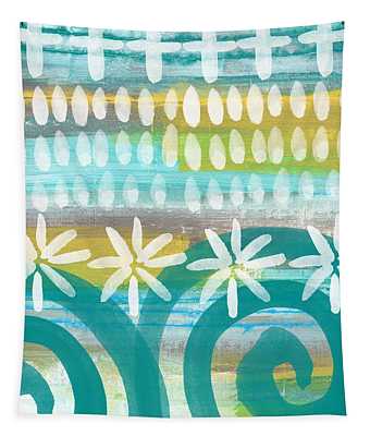 Flowers And Waves- Abstract Pattern Painting Tapestry