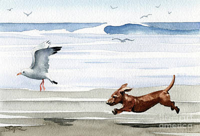 Dachshund At The Beach Poster