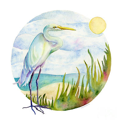 Beach Heron Poster