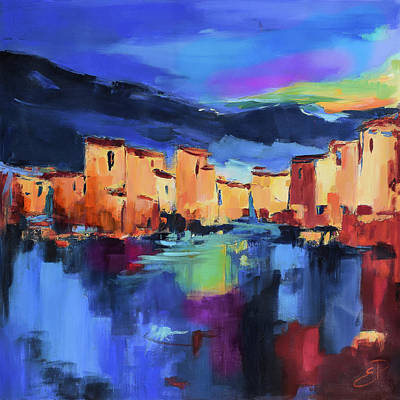 Sunset Over The Village Poster