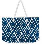 Indgo and White Diamonds Large Weekender Tote Bag by Linda Woods